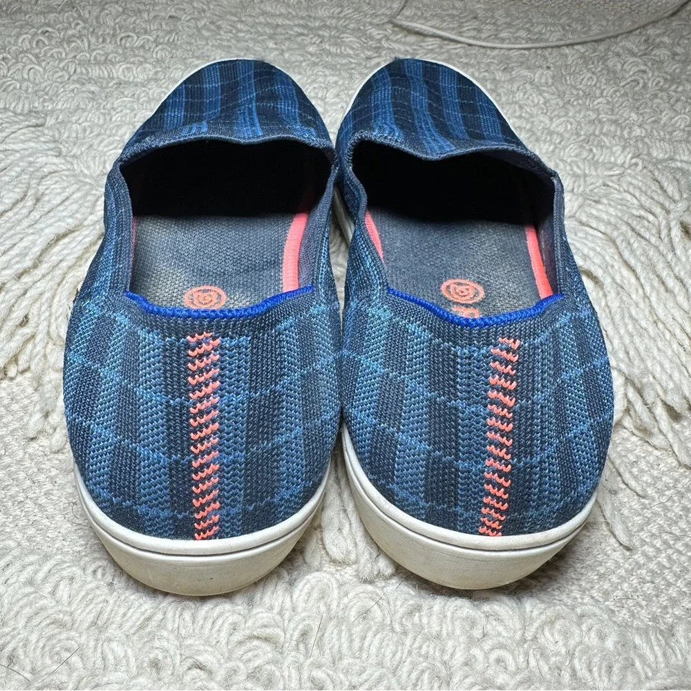 ROTHY'S blue plaid The Sneaker slip on sneakers 10.5 RETIRED
